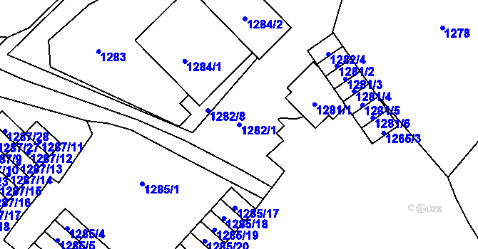 Parcela st. 1282/1 v KÚ Hrušov, Katastrální mapa