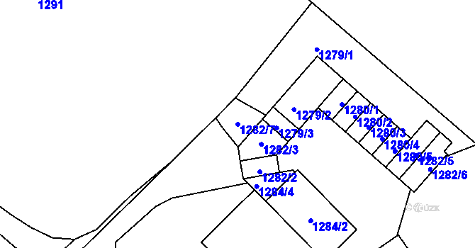 Parcela st. 1282/7 v KÚ Hrušov, Katastrální mapa