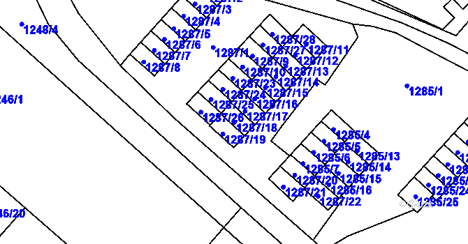 Parcela st. 1287/18 v KÚ Hrušov, Katastrální mapa