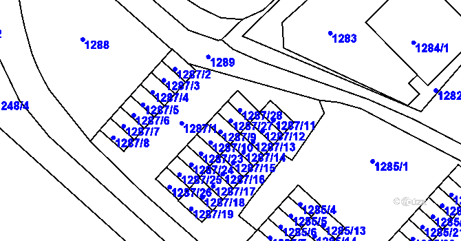 Parcela st. 1287/27 v KÚ Hrušov, Katastrální mapa