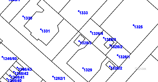 Parcela st. 1328/3 v KÚ Hrušov, Katastrální mapa