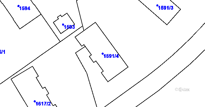 Parcela st. 1591/4 v KÚ Hrušov, Katastrální mapa