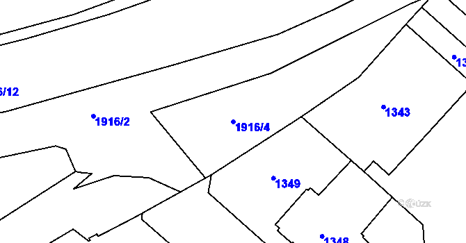 Parcela st. 1916/4 v KÚ Hrušov, Katastrální mapa