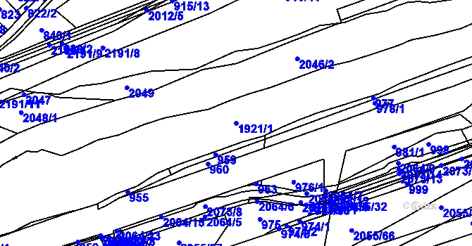 Parcela st. 1921/1 v KÚ Hrušov, Katastrální mapa