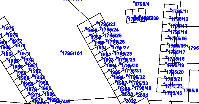 Parcela st. 1992 v KÚ Hrušov, Katastrální mapa