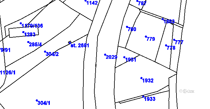 Parcela st. 2029 v KÚ Hrušov, Katastrální mapa