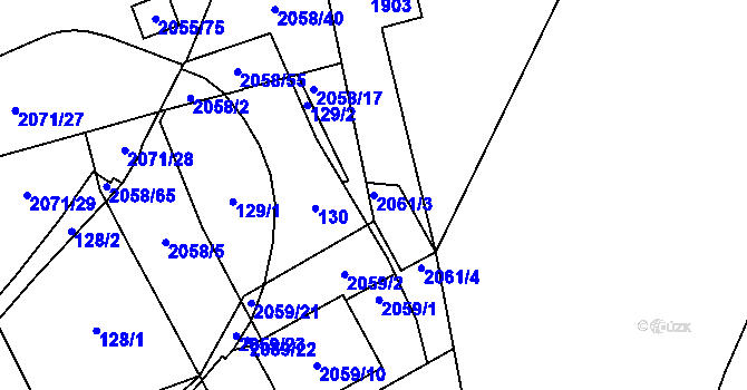 Parcela st. 2061/3 v KÚ Hrušov, Katastrální mapa