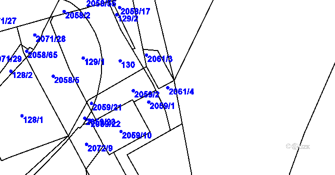 Parcela st. 2061/4 v KÚ Hrušov, Katastrální mapa