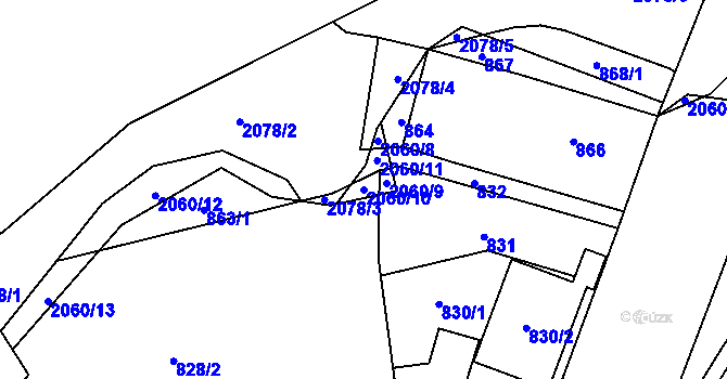 Parcela st. 2060/10 v KÚ Hrušov, Katastrální mapa