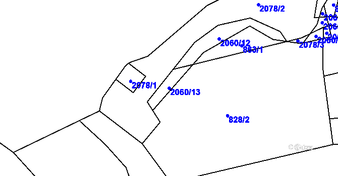 Parcela st. 2060/13 v KÚ Hrušov, Katastrální mapa