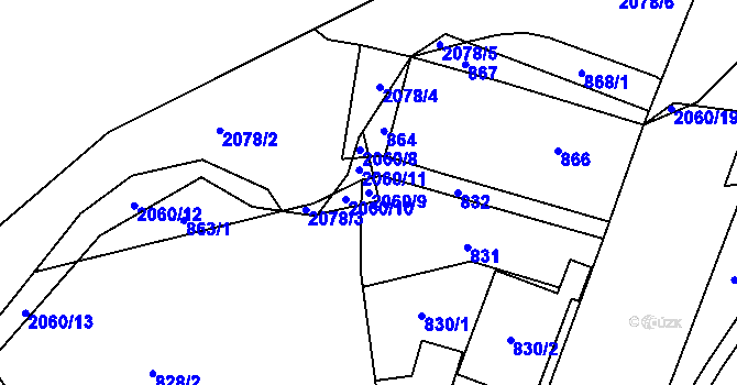 Parcela st. 2060/9 v KÚ Hrušov, Katastrální mapa