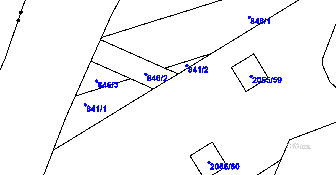 Parcela st. 2055/4 v KÚ Hrušov, Katastrální mapa