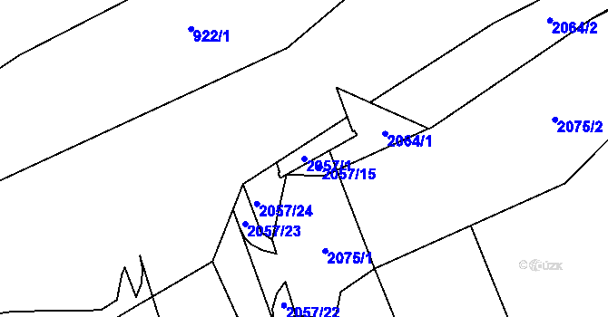 Parcela st. 2057/1 v KÚ Hrušov, Katastrální mapa