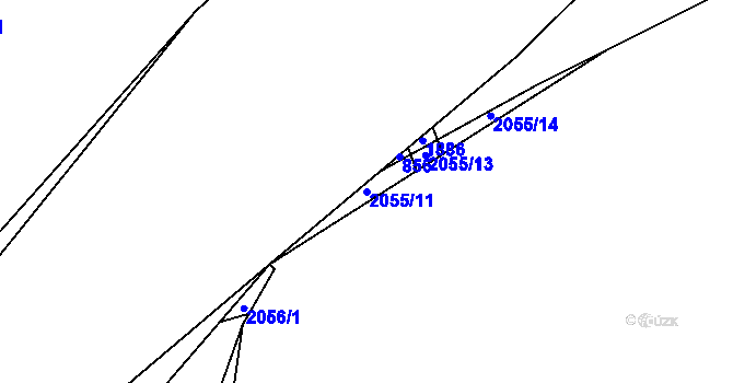Parcela st. 2055/11 v KÚ Hrušov, Katastrální mapa