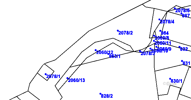 Parcela st. 2060/12 v KÚ Hrušov, Katastrální mapa