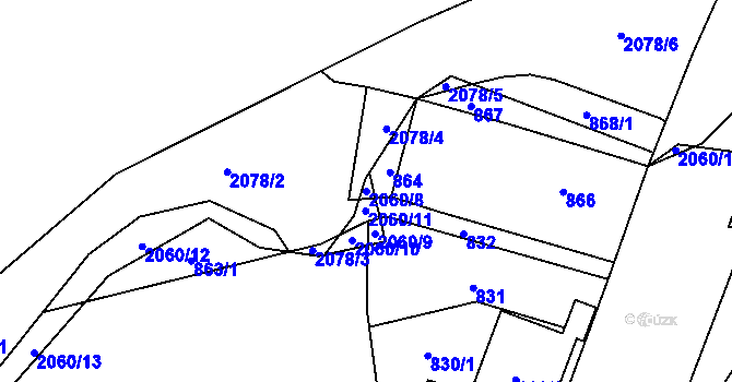 Parcela st. 2060/8 v KÚ Hrušov, Katastrální mapa