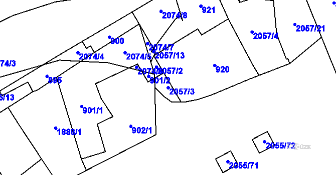 Parcela st. 2057/3 v KÚ Hrušov, Katastrální mapa