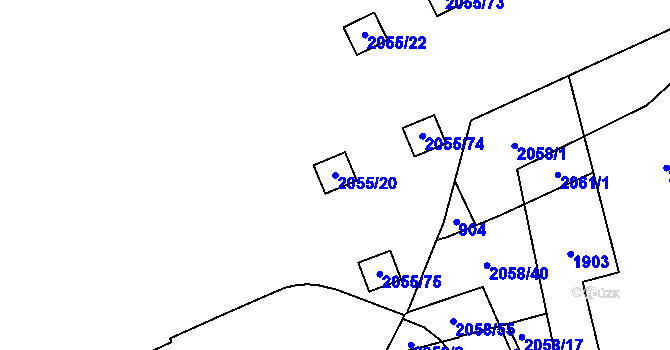 Parcela st. 2055/20 v KÚ Hrušov, Katastrální mapa