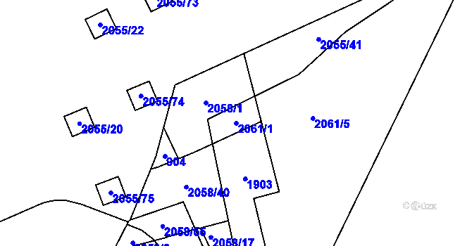 Parcela st. 2061/1 v KÚ Hrušov, Katastrální mapa