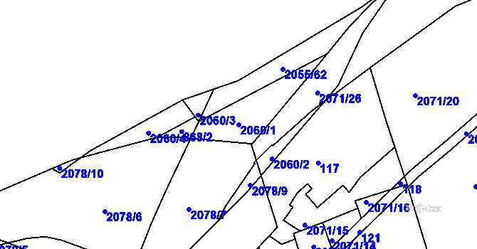 Parcela st. 2060/1 v KÚ Hrušov, Katastrální mapa