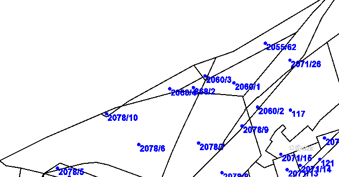 Parcela st. 2060/4 v KÚ Hrušov, Katastrální mapa