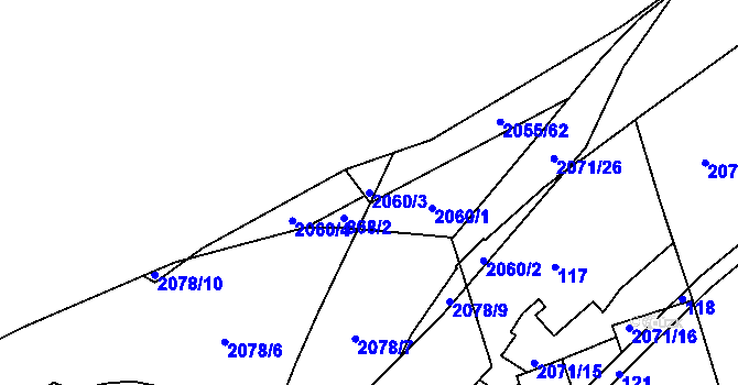 Parcela st. 2060/3 v KÚ Hrušov, Katastrální mapa