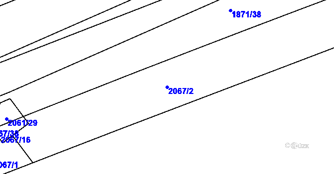 Parcela st. 2067/2 v KÚ Hrušov, Katastrální mapa