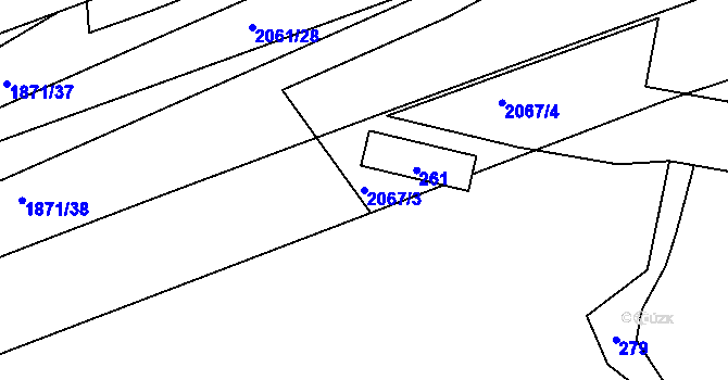 Parcela st. 2067/3 v KÚ Hrušov, Katastrální mapa