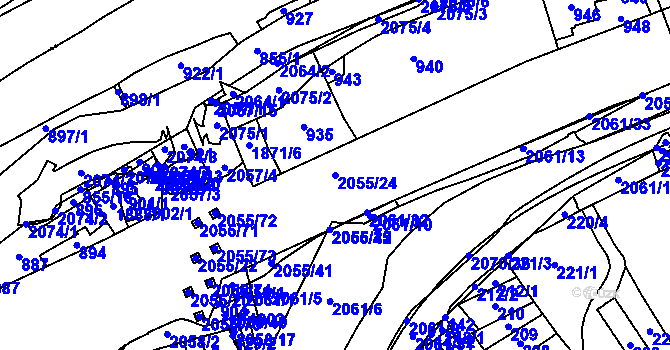 Parcela st. 2055/24 v KÚ Hrušov, Katastrální mapa