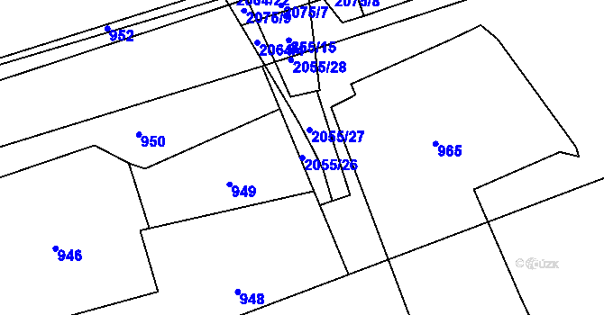Parcela st. 2055/26 v KÚ Hrušov, Katastrální mapa