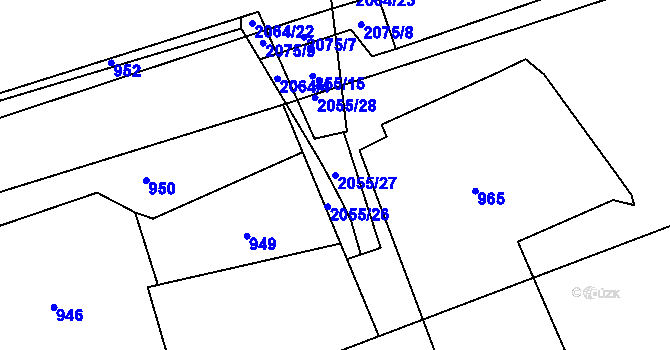 Parcela st. 2055/27 v KÚ Hrušov, Katastrální mapa