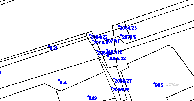 Parcela st. 2064/4 v KÚ Hrušov, Katastrální mapa