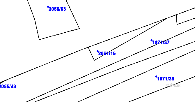 Parcela st. 2061/15 v KÚ Hrušov, Katastrální mapa