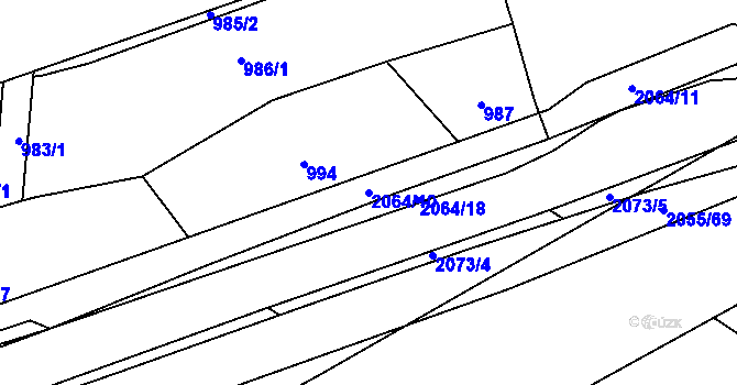 Parcela st. 2064/10 v KÚ Hrušov, Katastrální mapa