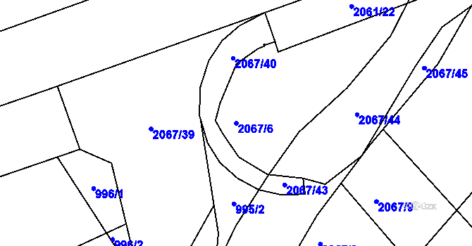 Parcela st. 2067/6 v KÚ Hrušov, Katastrální mapa