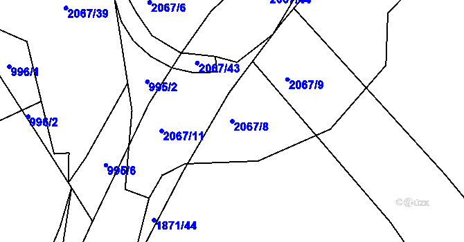 Parcela st. 2067/8 v KÚ Hrušov, Katastrální mapa