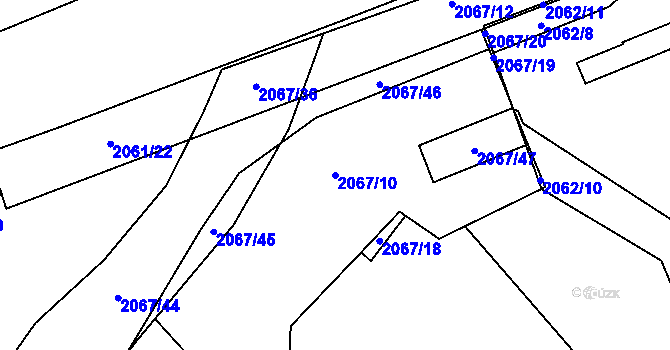Parcela st. 2067/10 v KÚ Hrušov, Katastrální mapa