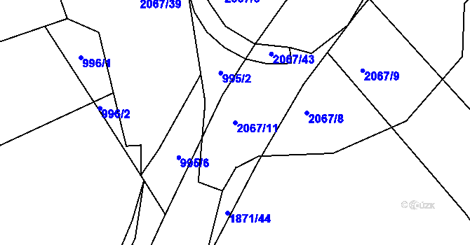 Parcela st. 2067/11 v KÚ Hrušov, Katastrální mapa