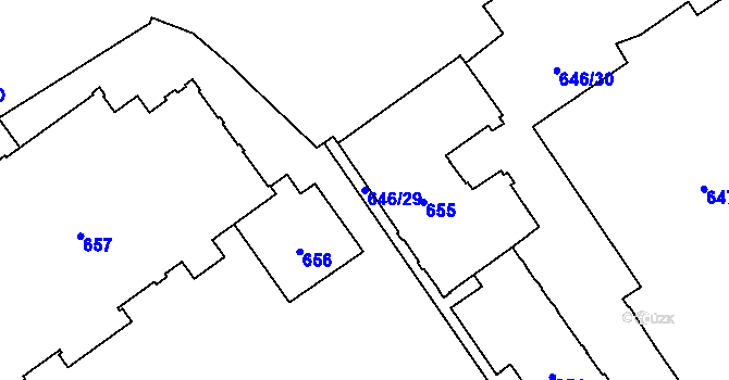 Parcela st. 646/29 v KÚ Hrušov, Katastrální mapa
