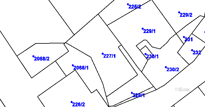 Parcela st. 227/1 v KÚ Hrušov, Katastrální mapa
