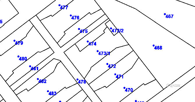 Parcela st. 473/1 v KÚ Hrušov, Katastrální mapa