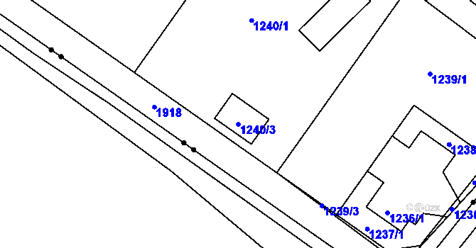 Parcela st. 1240/3 v KÚ Hrušov, Katastrální mapa