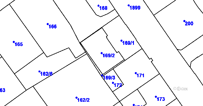 Parcela st. 169/2 v KÚ Hrušov, Katastrální mapa