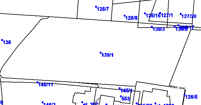 Parcela st. 139/1 v KÚ Muglinov, Katastrální mapa