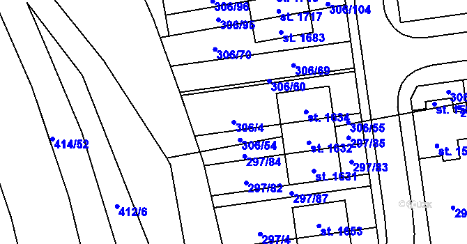 Parcela st. 306/4 v KÚ Muglinov, Katastrální mapa