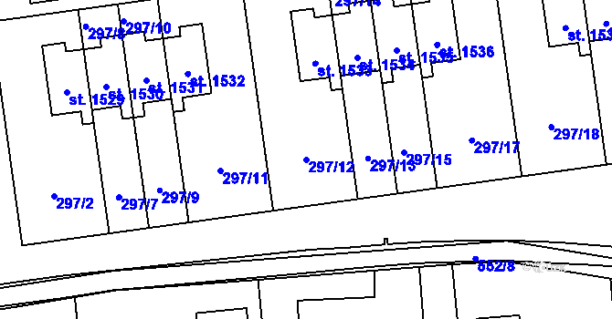 Parcela st. 297/12 v KÚ Muglinov, Katastrální mapa