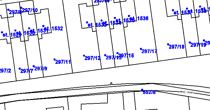 Parcela st. 297/13 v KÚ Muglinov, Katastrální mapa