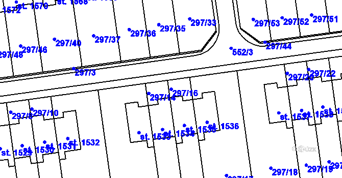 Parcela st. 297/16 v KÚ Muglinov, Katastrální mapa
