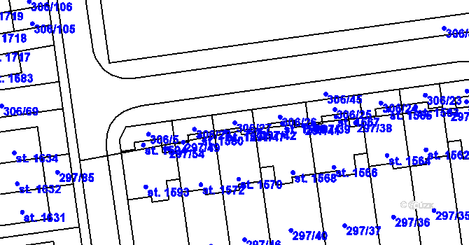 Parcela st. 306/27 v KÚ Muglinov, Katastrální mapa
