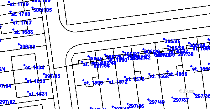 Parcela st. 306/28 v KÚ Muglinov, Katastrální mapa